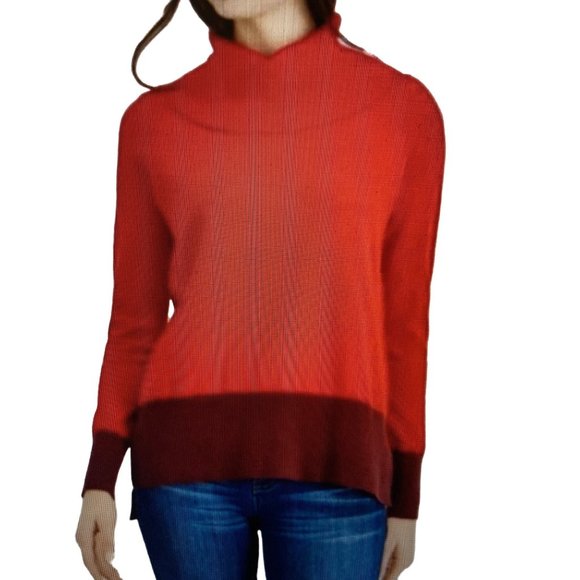 NWT  ADYSON PARKER COLORBLOCKED COWLNECK SWEATER REGATTA RED  Small - Picture 2 of 7